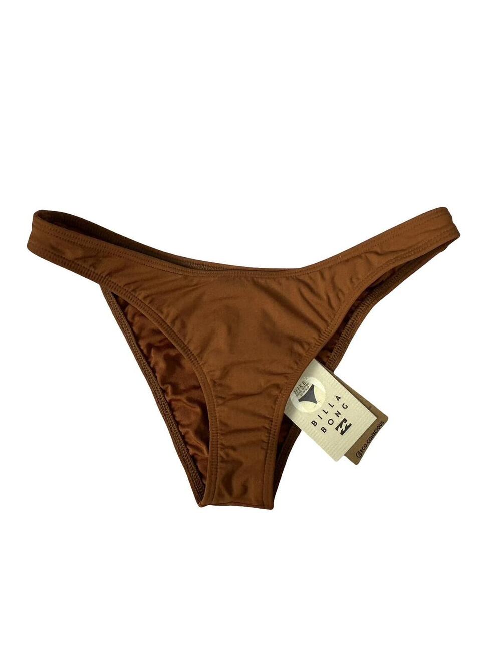 NWOT Billabong Sol Searcher Hike Bikini Bottom M Cognac Brown Cheeky Swim Bottom